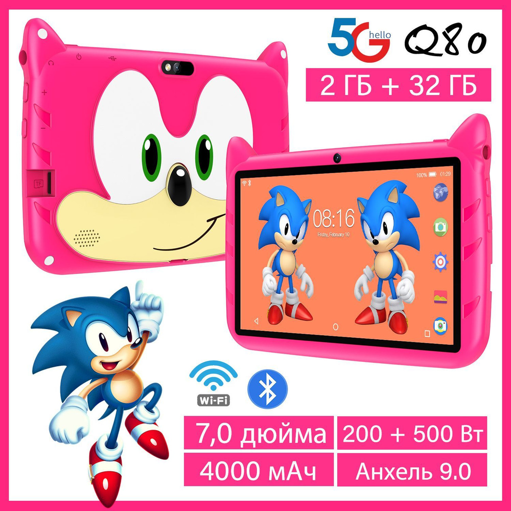 BDF Детский планшет 6580 Q80, 7" 4 ГБ/64 ГБ, розовый #1