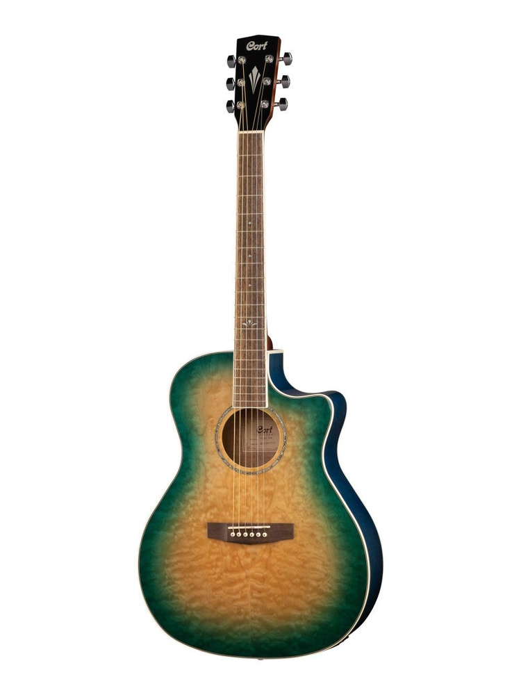 Cort Электроакустическая гитара Электро-акустическая гитара, с вырезом, прозрачный синий, Grand Regal #1