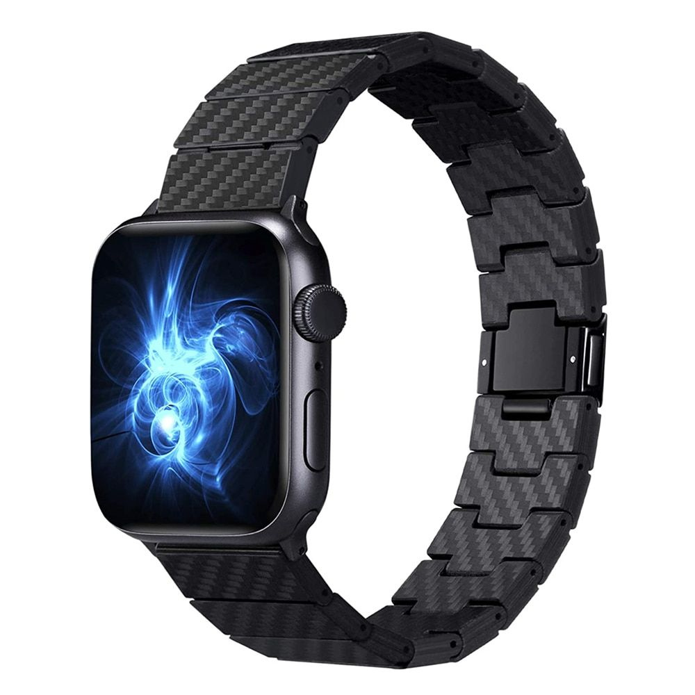 Премиум карбоновый ремешок для Apple Watch Series 1-8 и Ultra - 42/44/45/49 мм (эпл вотч), черный  #1