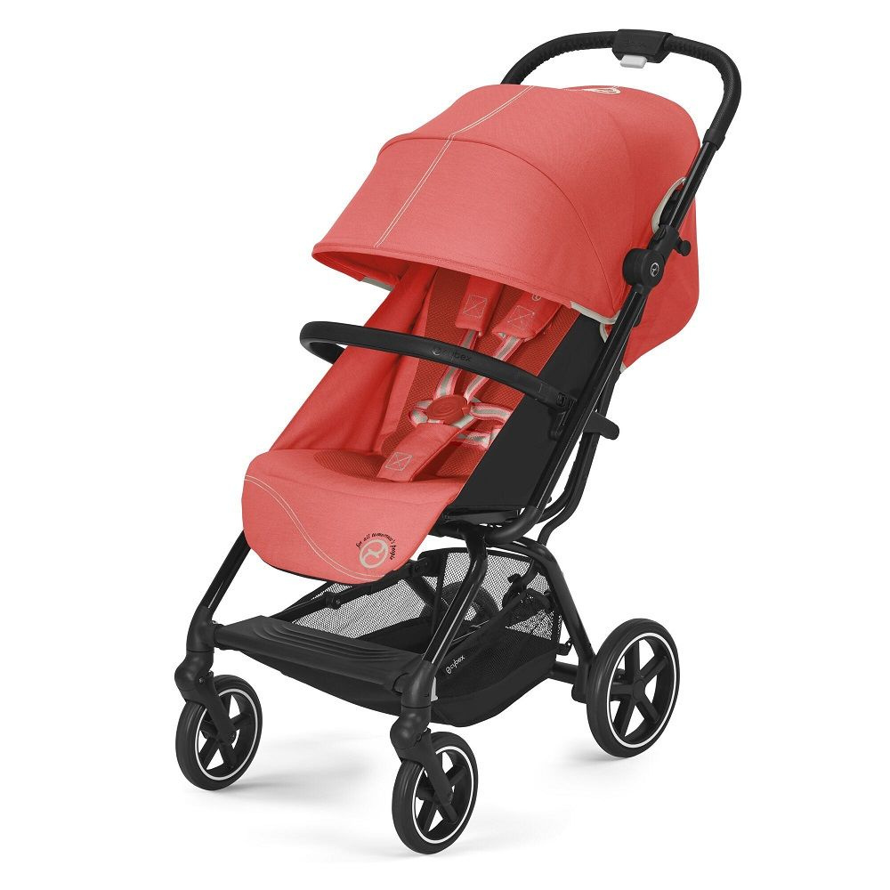 Коляска прогулочная Cybex Eezy S + 2 BLK Hibiscus Red с дождевиком и бампером  #1