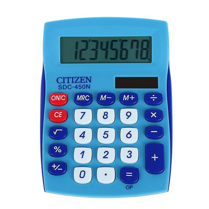 Citizen, Калькулятор настольный Citizen 8-разр 120х87х22мм, 2-е питание, синий SDC-450NBLCFS  #1