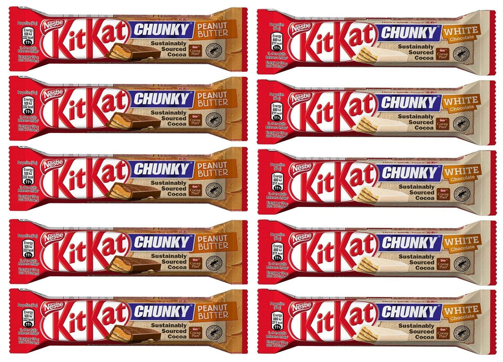 Набор из батончиков KitKat Chunky ( White, Penaut) 10 шт по 42г #1