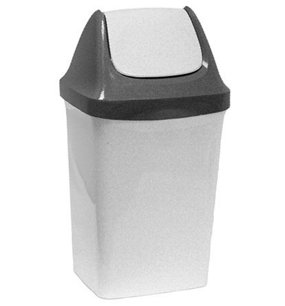 Ведро для мусора с качающейся крышкой 9л "Свинг" мрамор прямоугольное (23х20 h41см)  #1