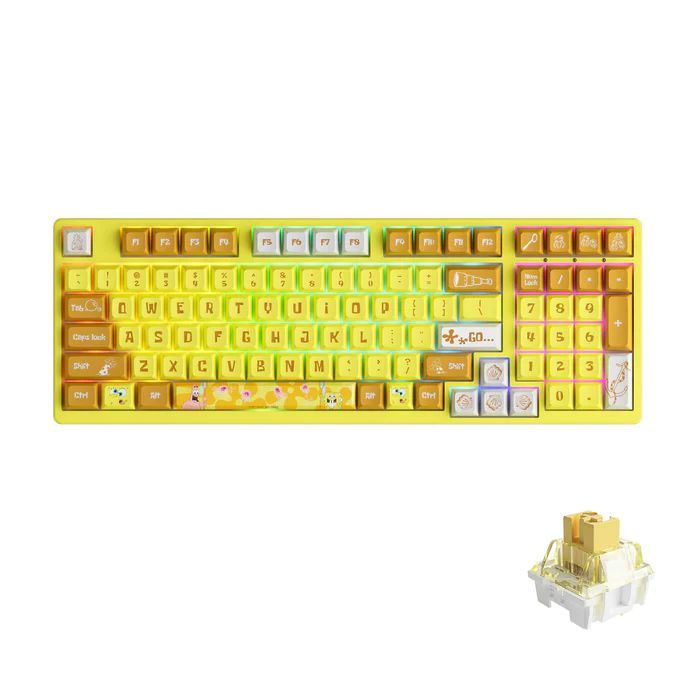 Игровая клавиатура AKKO 3098S SpongeBob USB Кабель RGB Akko CS Sponge Switch,JDA profile keycap, русская #1