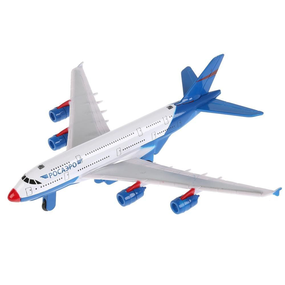 Модель Технопарк Самолет авиалайнер белый металлический, инерционный, свет+звук  #1