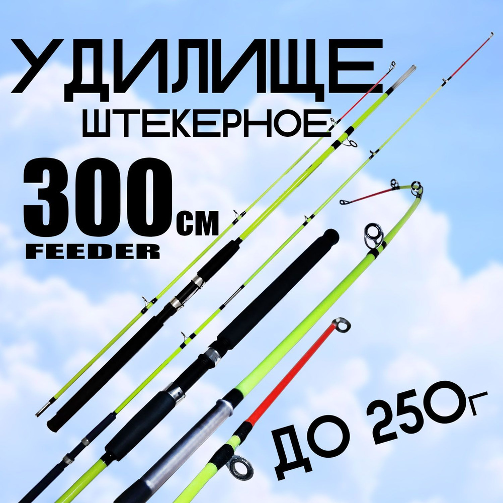 Фидерное удилище для рыбалки 300 см. Тест: до 250г Штекерный  #1