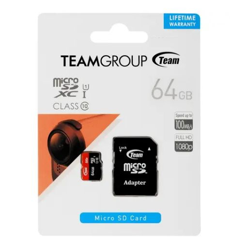 Карта памяти TEAMGROUP Micro microSDXC 64 ГБ (TUSDX64GUHS03) - Class 10, UHS Class 1, запись - 20 Мбайт/сек, #1