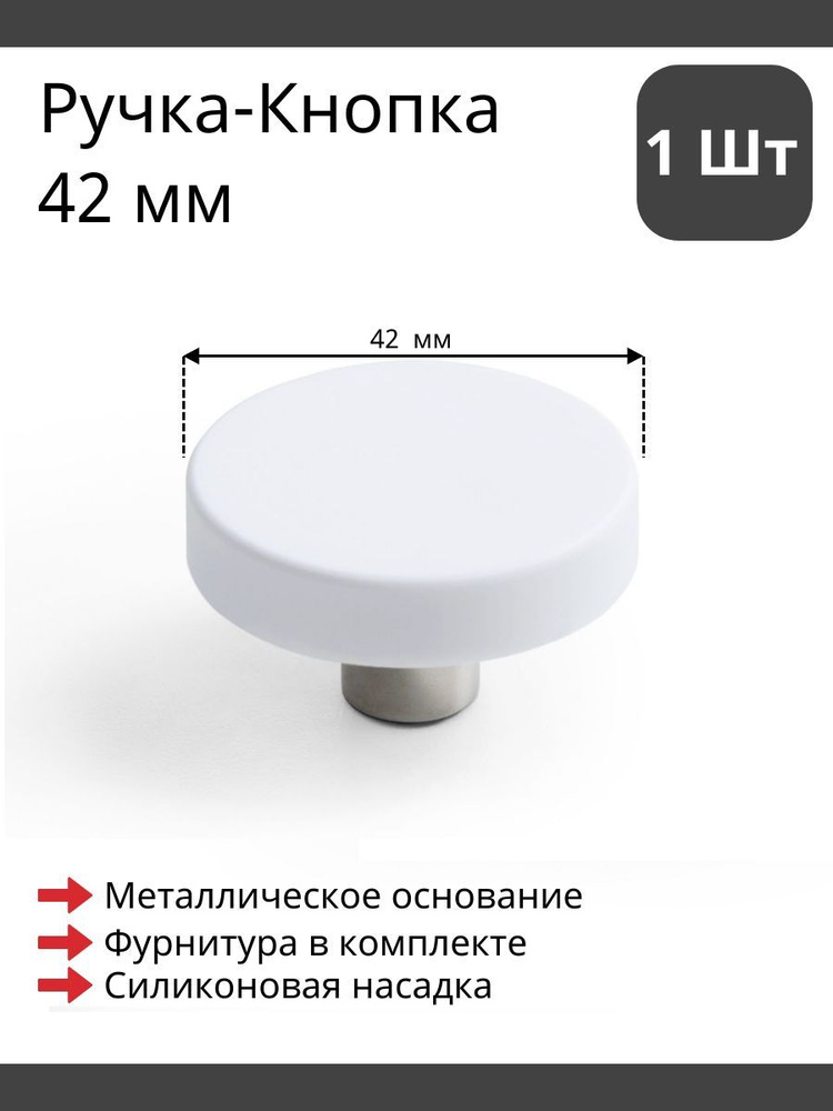 Мебельная ручка кнопка детская BEZE RC602 W - Белый 1 шт #1