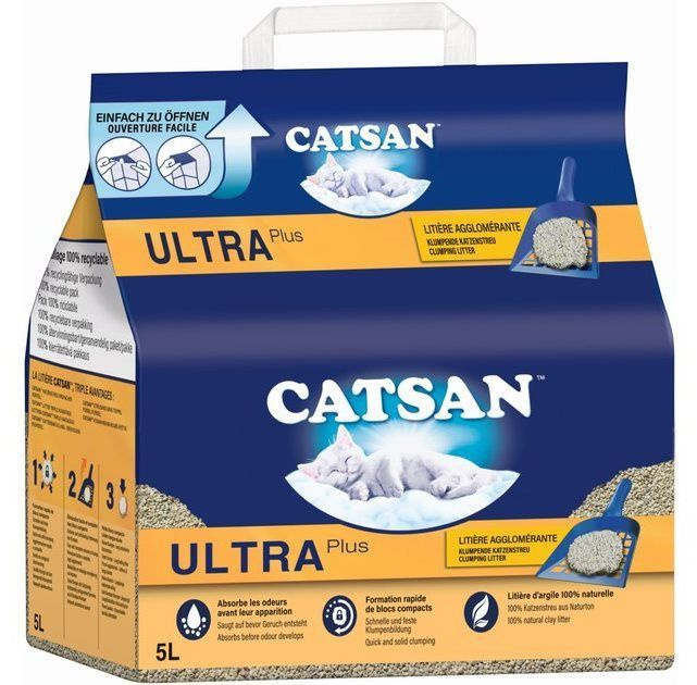 Наполнитель для кошачьего туалета 5 л Catsan Ultra Plus, комкующийся, без  отдушки, 1 шт - купить с доставкой по выгодным ценам в интернет-магазине  OZON (1081198374)