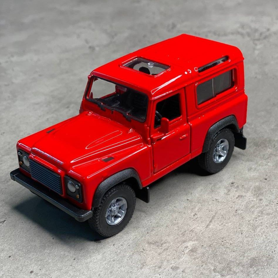 Металлическая машинка Welly Land Rover Defender 1983 Ленд Ровер Дефендер, инерционная, цвет Красный  #1