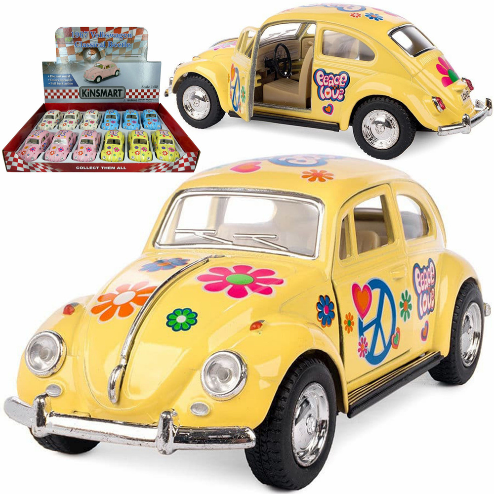 Металлическая машинка Kinsmart 1:32 1967 Volkswagen Classical Beetle (Пастельные цвета с принтом) KT5375DF #1