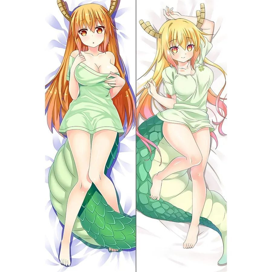 Дакимакура подушка-обнимашка с принтом 40 х 12 см по аниме: Госпожа Кабояши и её дракон горничная, Канна #1