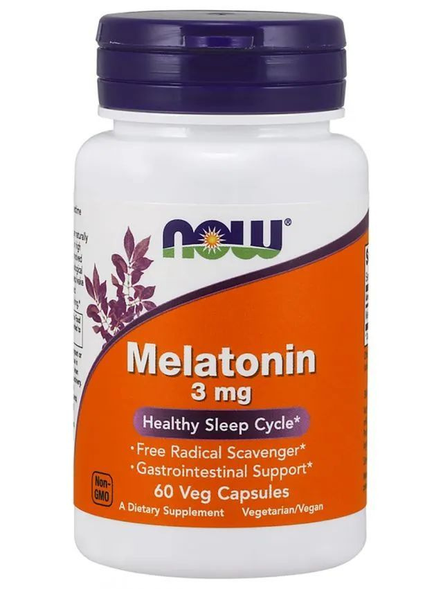 NOW Melatonin 3 mg 60 caps, мелатонин 3 мг #1