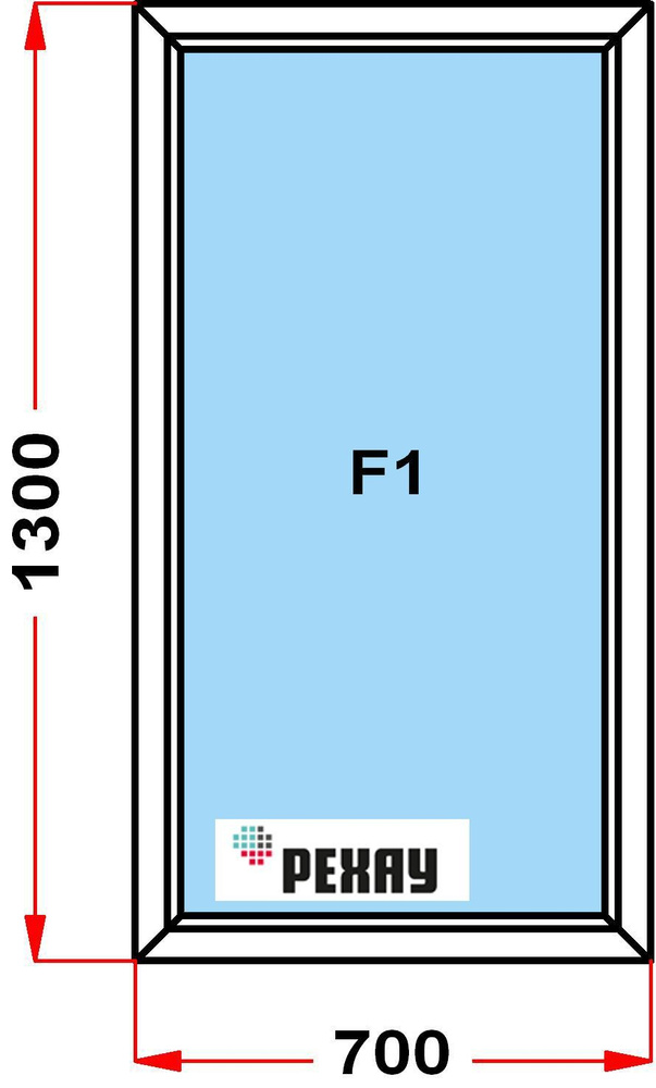 Окно пластиковое, профиль РЕХАУ BLITZ (1300 x 700), не открывающееся, стеклопакет из 2х стекол  #1