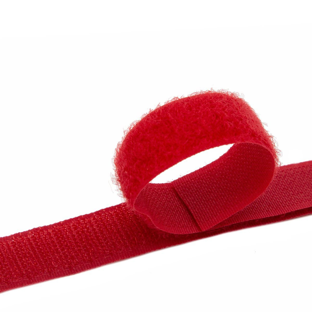 Лента контактная пришивная липучка велкро крючок и петля, 20 мм*25 см, красный, Hobby&Pro  #1