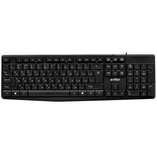 Клавиатура проводная Aceline K-1204BU, мембранная, клавиш - 104, USB, черная  #1