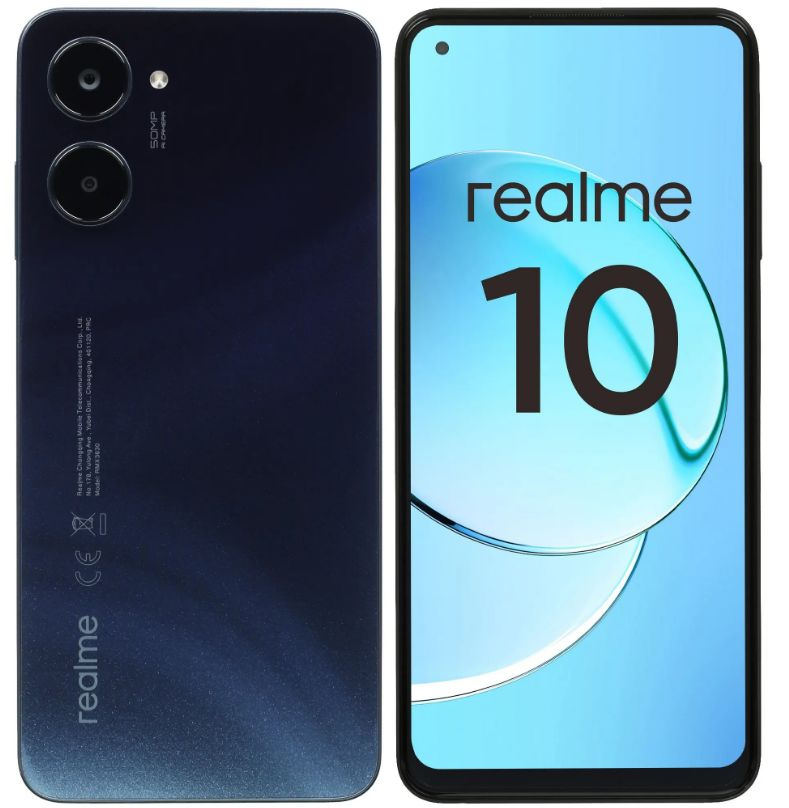 realme Смартфон 10 128 ГБ (6052249) 4/128 ГБ, черный #1