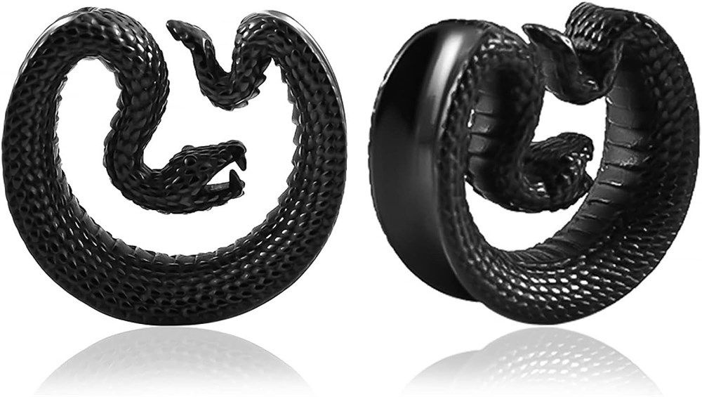 Плаги Змея черный - Пара размер 10 мм #1