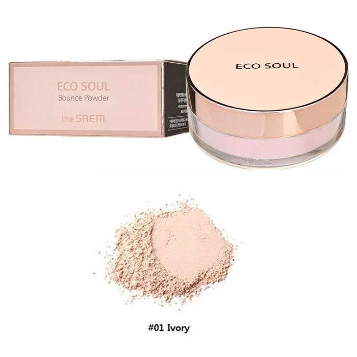 The Saem Лёгкая рассыпчатая пудра 10г Eco Soul Bounce Powder, оттенок 01. Ivory  #1