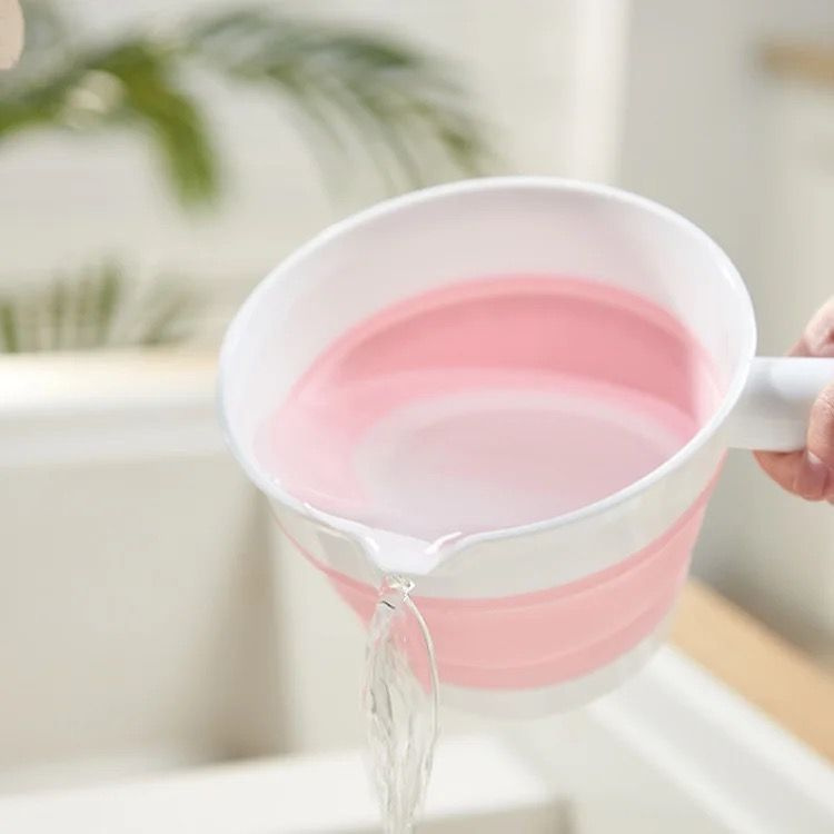 Ковш складной силиконовый для ванной, бани, кухни 1л розовый  #1