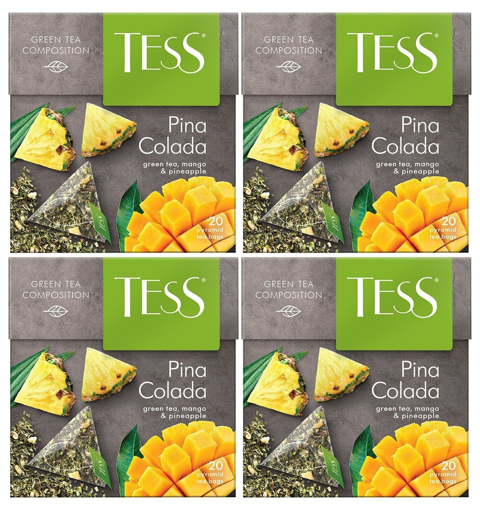 Чай зеленый в пирамидках Tess Pina Colada, 20 пакетиков х 4шт #1
