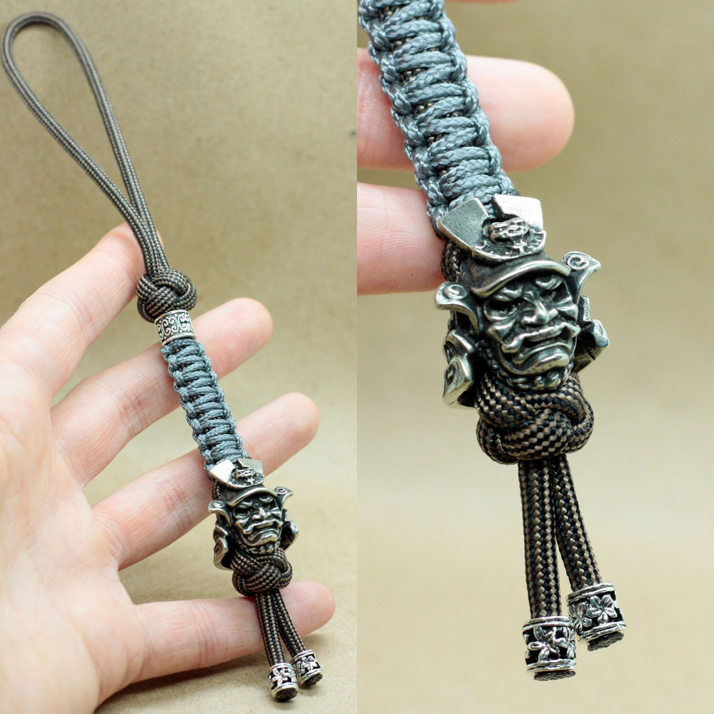 Темляк для ножа из паракорда с бусиной "Самурай-Сегун" / брелок для ключей  #1
