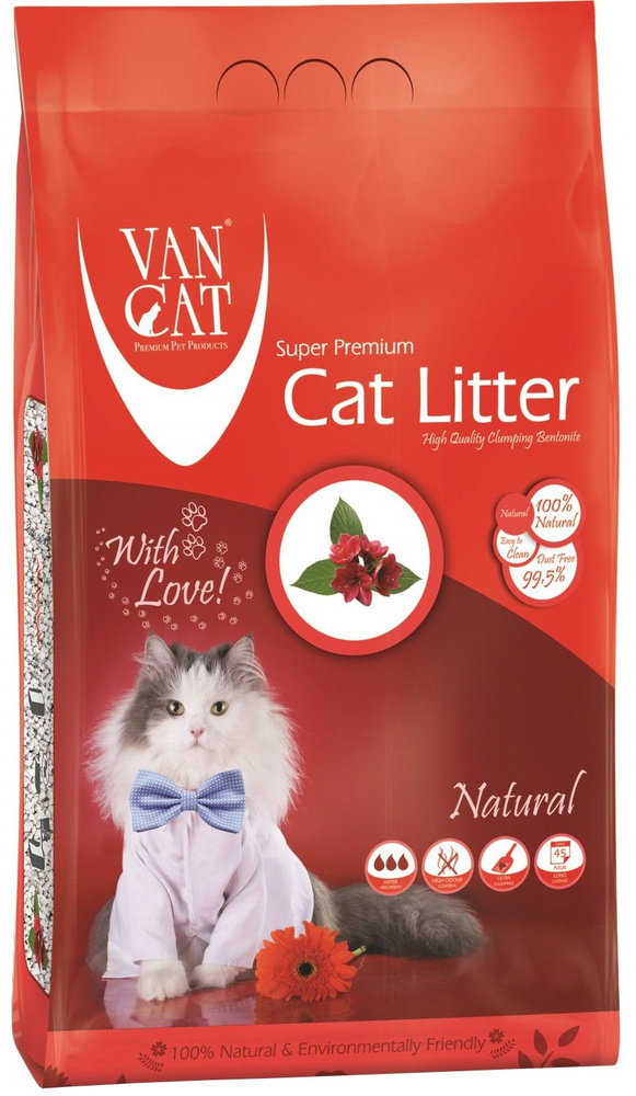 Van Cat Classic Комкующийся наполнитель "100% Натуральный", без пыли, пакет (Natural)UNRI002, 10 кг  #1