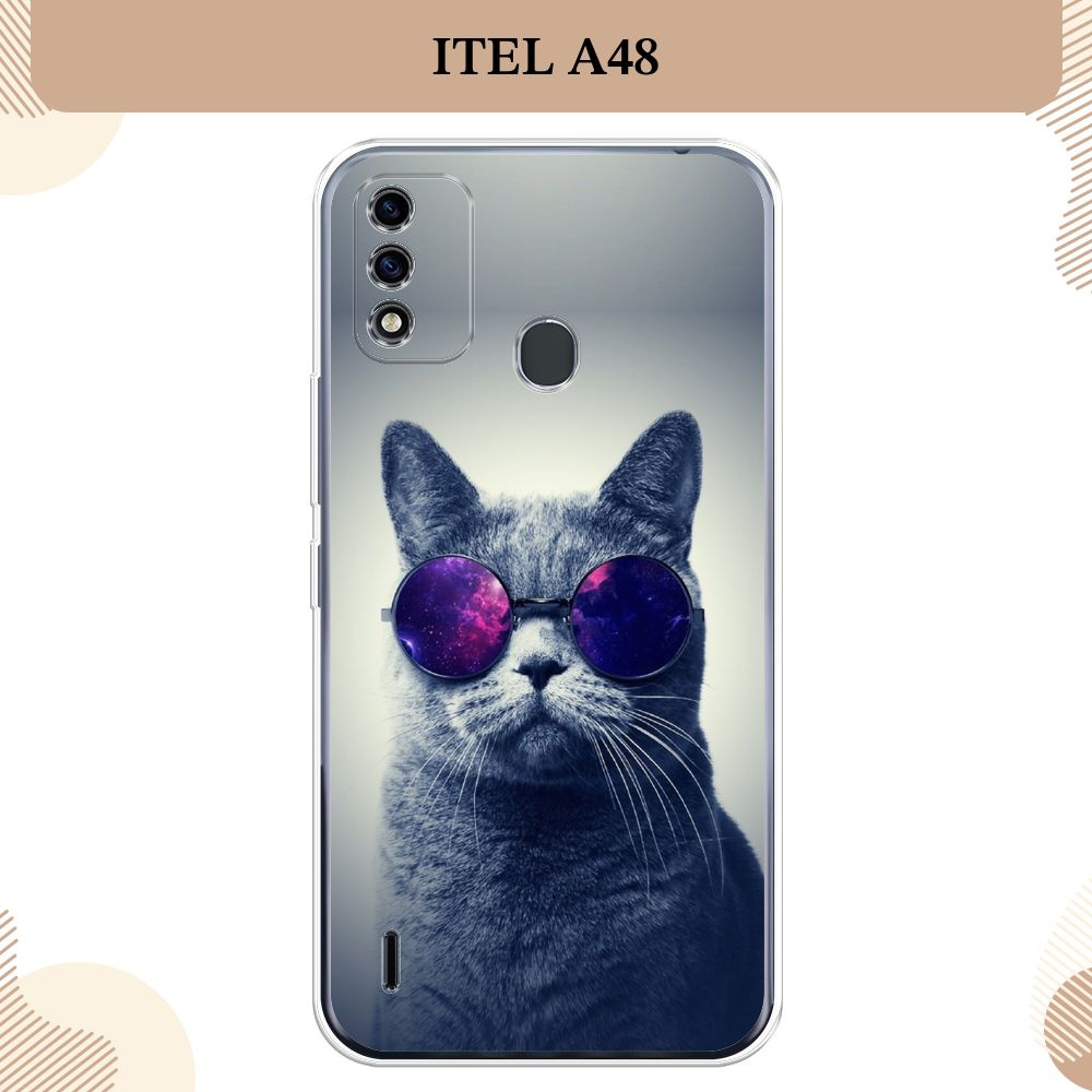 Силиконовый чехол на Itel A48 / Айтел А48, Космический кот #1