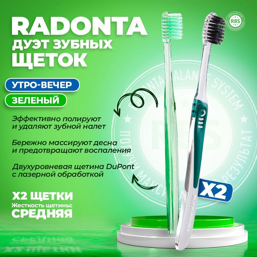 Зубные щетки Radonta средней жесткости, набор щеток 2 #1