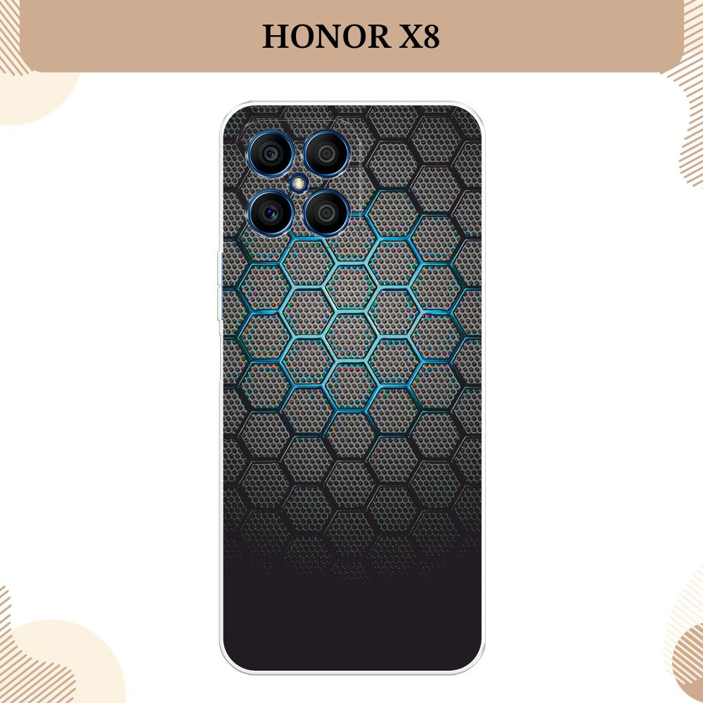 Силиконовый чехол на Honor X8 / Хонор Х8, Бирюзовые соты #1