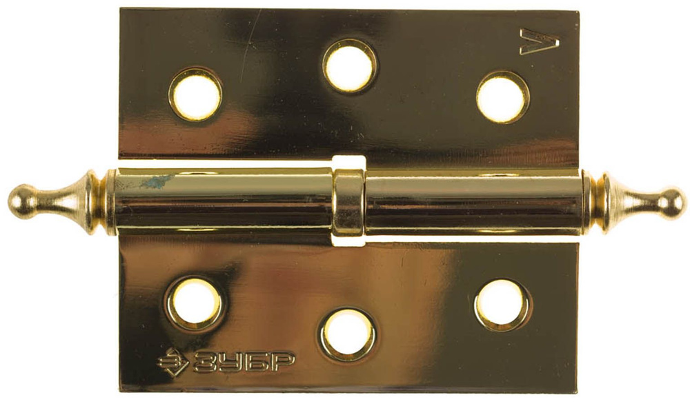 Петля ЗУБР 75 x 63 x 2.5 мм, 2 шт., 1 подшипник, цвет латунь (РВ), левая, с крепежом, дверная разъемная #1