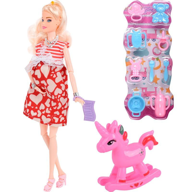 Барби, Беременная кукла, с аксессуарами и пони качалкой  #1