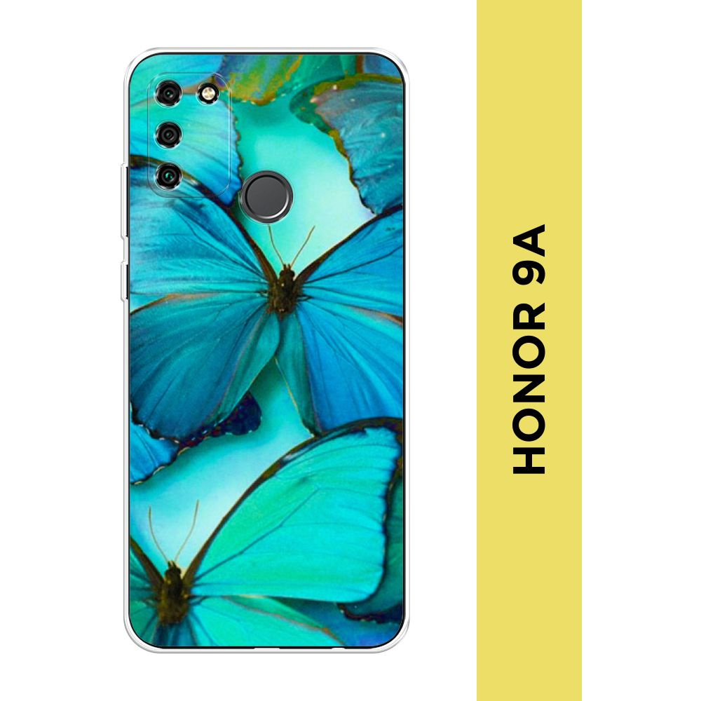 Силиконовый чехол на Honor 9A / Хонор 9А "Неоновые бабочки" #1