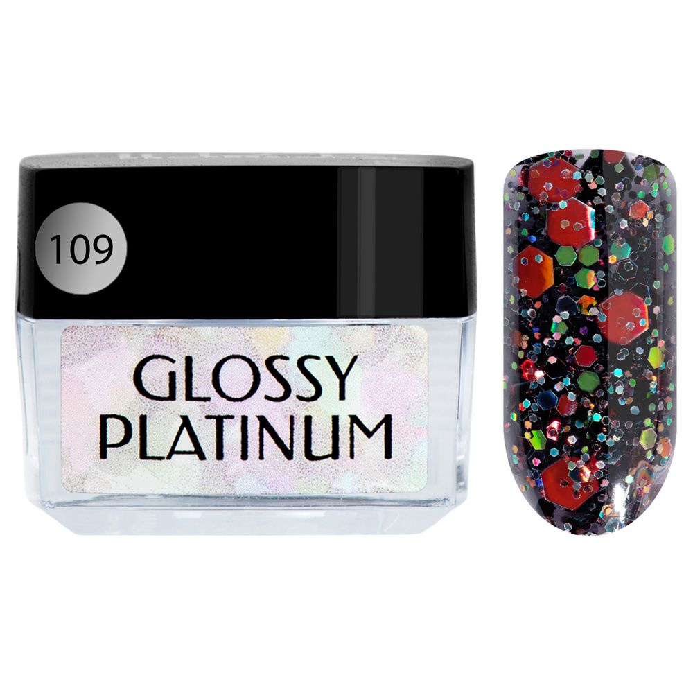 IRISK Гель-лак с крупными блестками Glossy Platinum, № 109 золотистый, 5 мл  #1