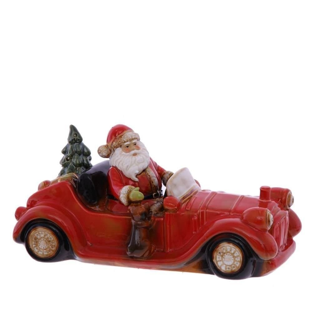 Фигурка декоративная "Дед Мороз на машине" с подсветкой (3хААА), L36 W14 H18 см  #1