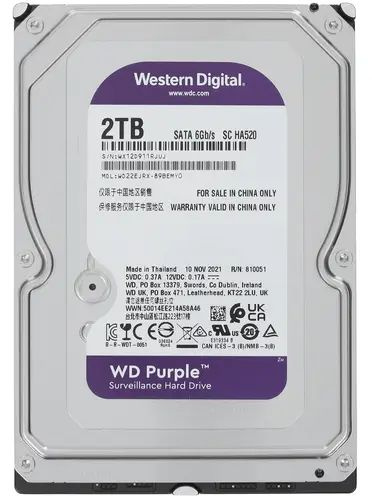 Western Digital 2 ТБ Внутренний жесткий диск Purple Surveillance WD22EJRX (WD22EJRX)  #1