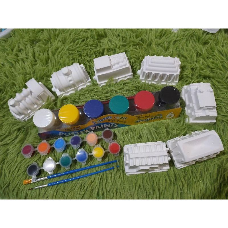 Интерактивная игрушка поезд с вагонами / многоразовая объемная раскраска 7 шт / Набор для разукрашивания #1