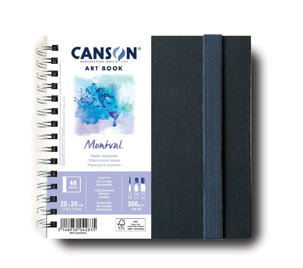 CANSON ART BOOK артбук для рисования акварелью бумага Montval 300 гр/м2, 24 листа 20х20 см  #1