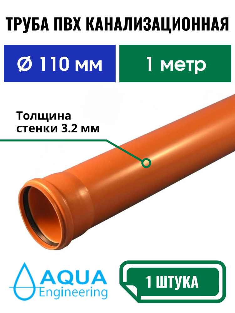  ПВХ канализационная 110 мм, наружная, толщина стенки 3.2 мм .