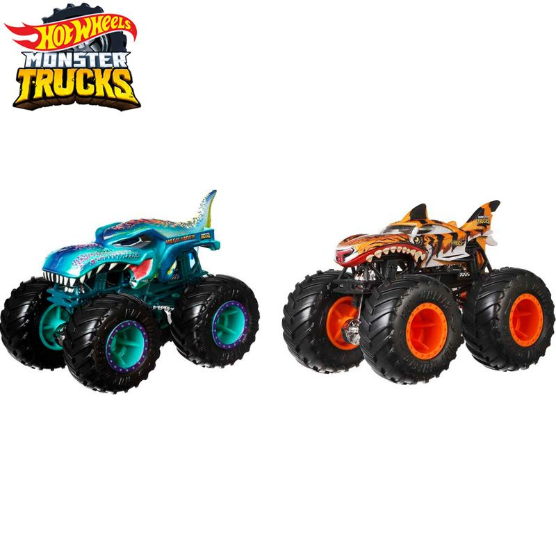 Машинка Mattel Hot Wheels Monster Trucks (Монстр трак) 2024 FYJ44 Mega Wrex VS Tiger Shark(Подарочная #1