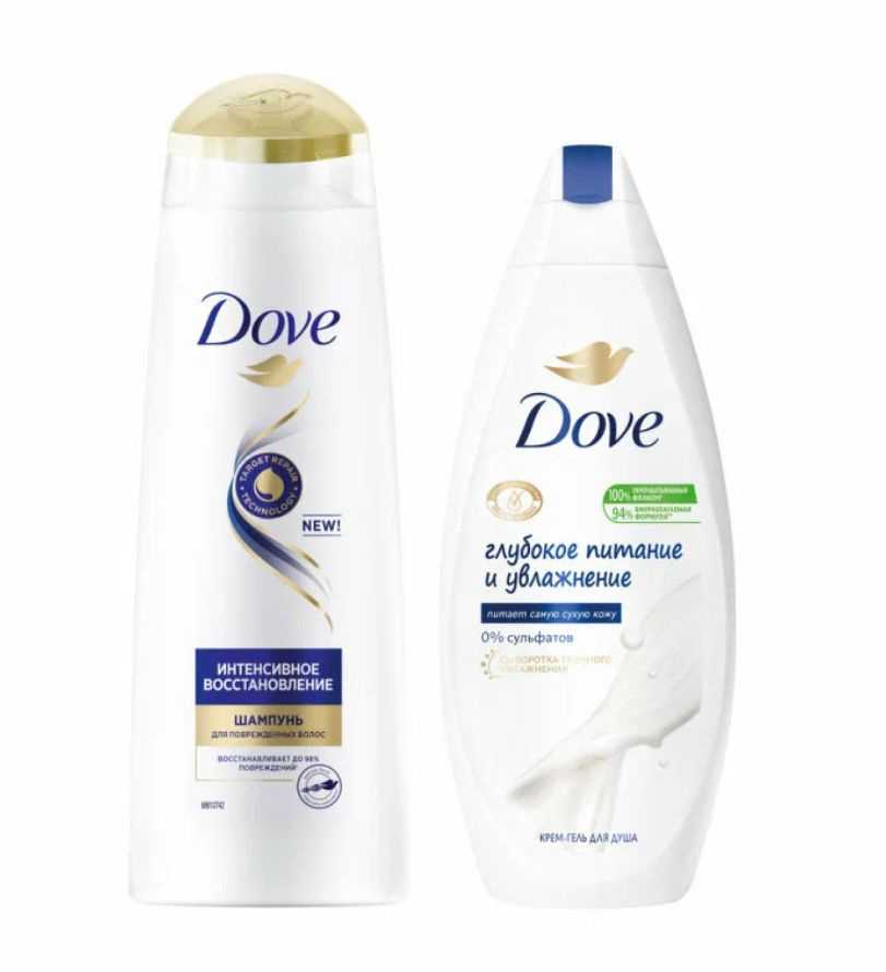 Dove Подарочный набор Красота и Сияние Шампунь и гель для душа, 500 мл ...