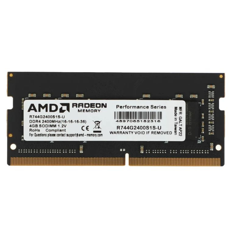 AMD Оперативная память Radeon R7 Performance Series R744G2400S1S-U 1x4 ГБ (R744G2400S1S-U)  #1