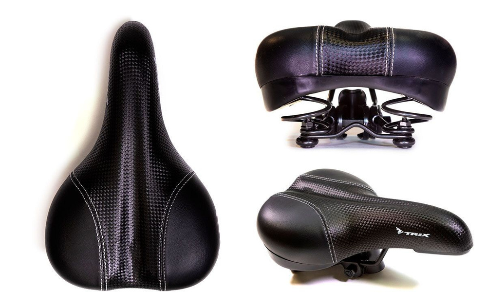 Седло TRIX спорт 265х165 мм, пружинное, черное, дизайн"карбон"  #1
