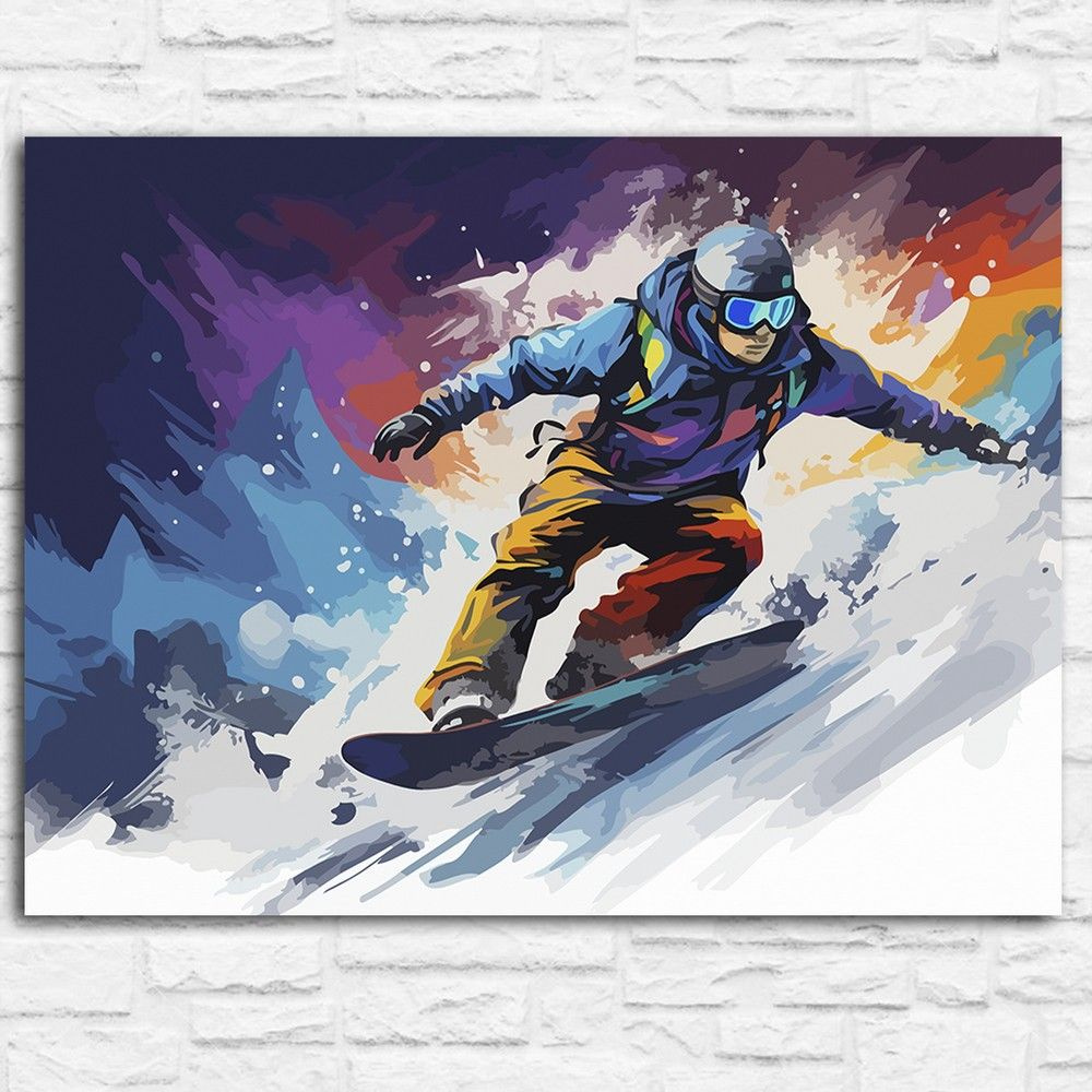 Картина по номерам на холсте спорт парень на сноуборде (новый год, зима, снег) - 13153 Г 30x40  #1