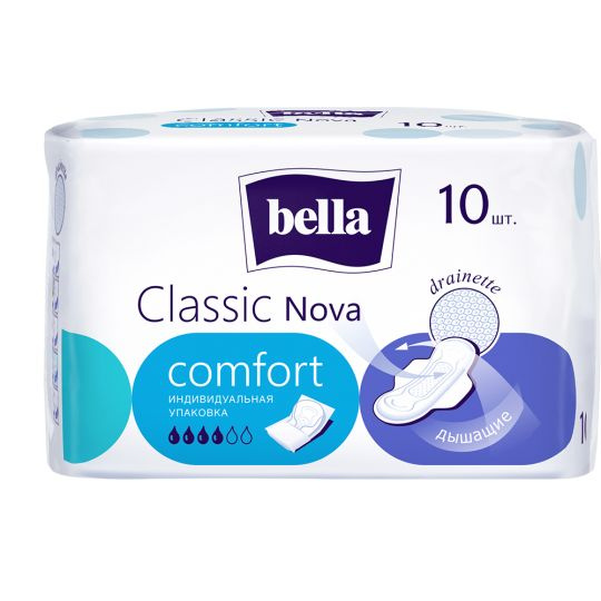 Прокладки женские гигиенические Bella Classic Nova Comfort Drainette (4 капли), 10 шт.  #1