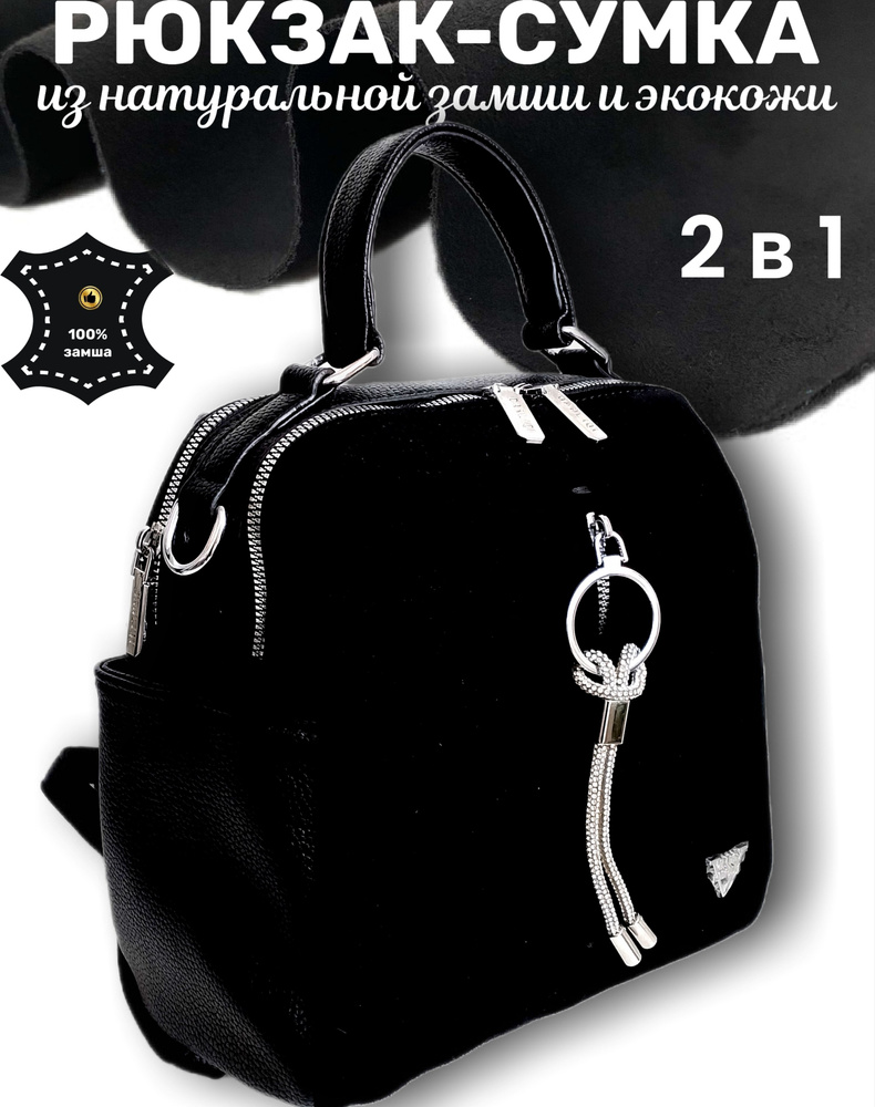 Рюкзак сумка женская кожаная черная рюкзак женский городской .