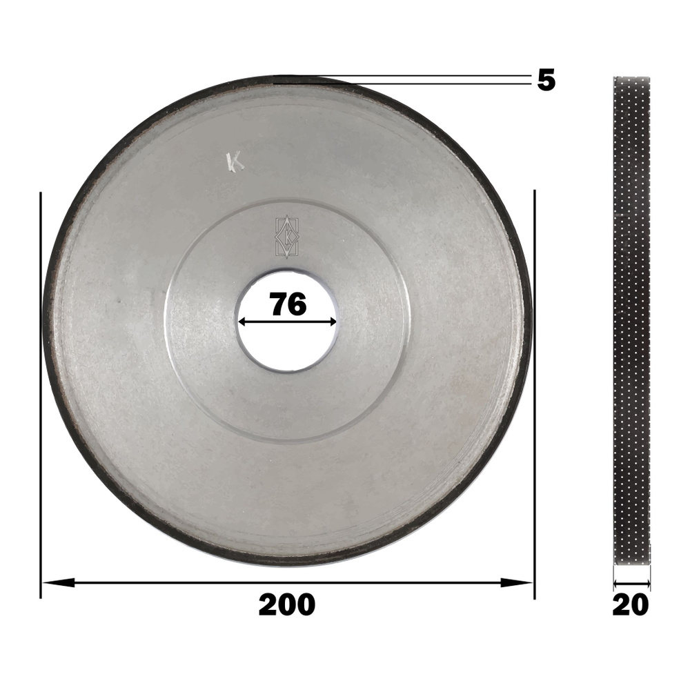 Круг алмазный шлифовальный КристАл Лтд 1А1 (200х20х5х76мм) 100/80 АС6 В2-01 100%  #1