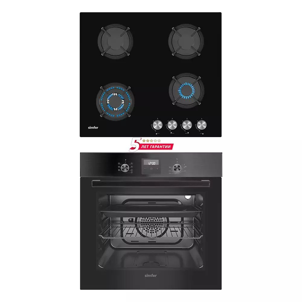 Комплект встраиваемой техники Simfer 60см: газовая варочная панель и электрический духовой шкаф / 5 лет #1