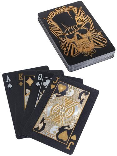 Карты Игральные Череп (54 карты, золотые с черным, пластик, в коробке) ИН-4386  #1