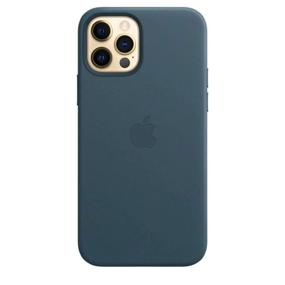 Чехол-накладка для iPhone 12 Pro Max / Leather Case MagSafe / Indigo Blue / Цветная анимация + Защитное #1